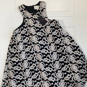 NWT J.O.A‎ Mesh Embroidered Mini Dress Black/Ivory S